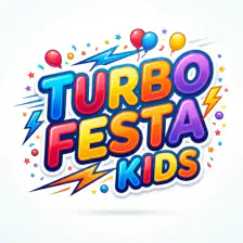 Logo da locadora Turbo Festa Kids